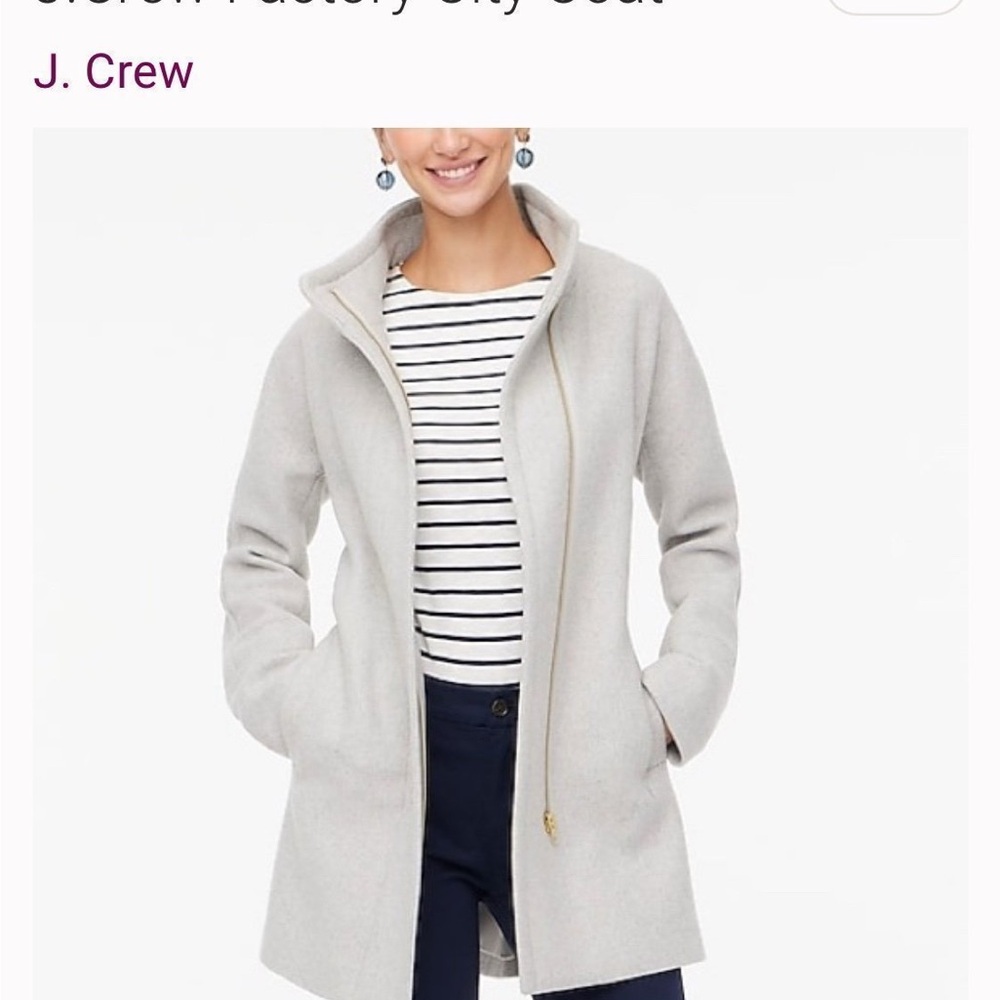 J. Crew Factory City Coat Light Gray Zip-Up Coat 12P